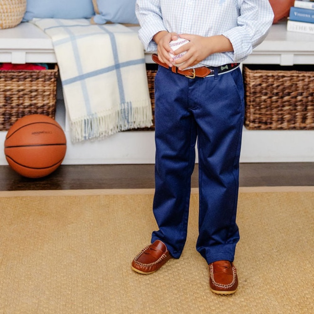 TBBC Boys Prep School Pants in Nantucket Navy with Richmond Red Stork